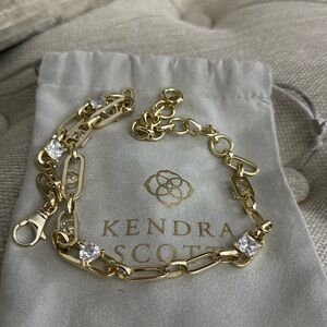 Kendra Scott yellow gold chain necklace with rhinestones